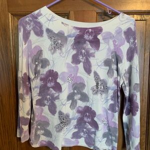 Sigrid Olsen Purple and White Fitted Blouse